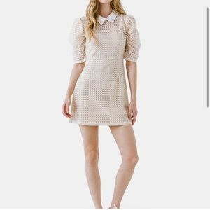 English Factory Cream Puff Sleeve Mini Dress